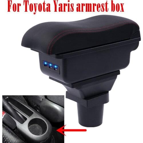 For Toyota Yaris armrest box central Store content Storage Vios armrest box with cup holder ashtray USB interface