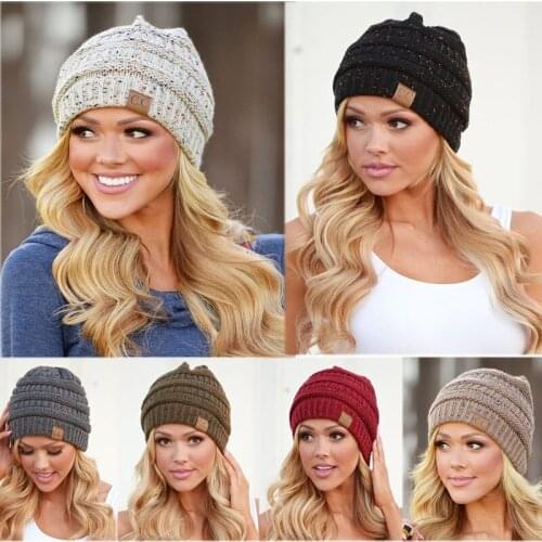 European and American Hot Autumn and Winter Hat Knitted Warm Hat Pullover Mixed Color Woolen Cap