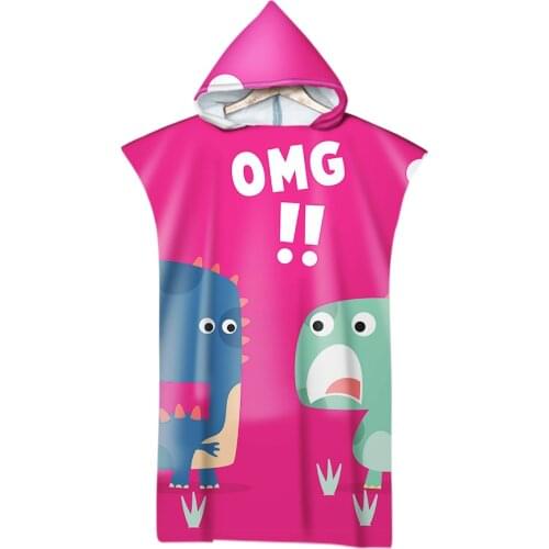Dinosaur Cartoon Printed Microfiber Beach Towel For Kids Adults Soft Hooded Bath Towels Swimming Cloak