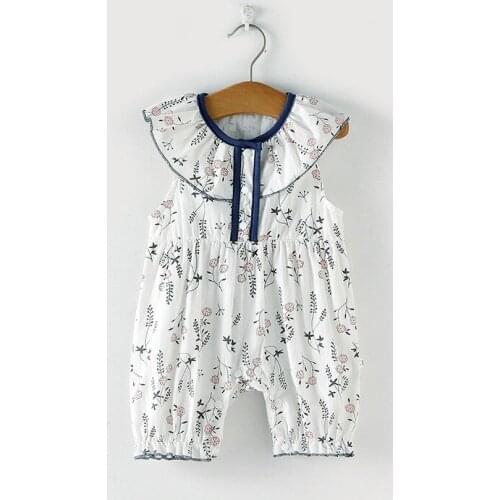 Baby Girls Rompers Summer New Fashion Newborn Flower Print Jumpfit Toddler Girl Sleeveless One-pieces Infant Clothing 0-24M