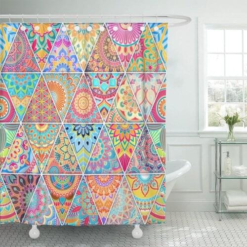 Patchwork Mandalas Pattern Vintage Arabic Indian Ottoman Motifs Paisley Shower Curtain Waterproof Polyester Fabric 72 x 78 Inche