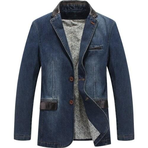 2019 Spring and Autumn Mens Casual Denim Suit Cotton Jacket Brand High Quality Large Size Suit Male Business Coat Top