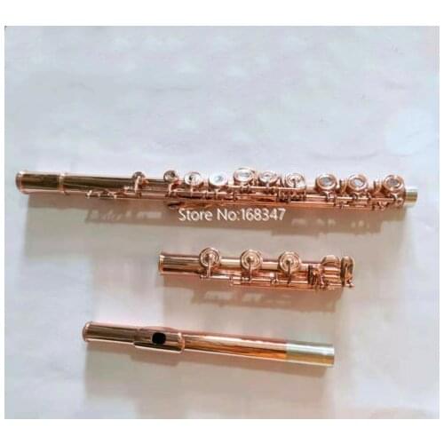 MARGEWATE New Flute 17 Key Open Hole C Tune Rose Gold Brand Musical Instrument With Case Free Shipping