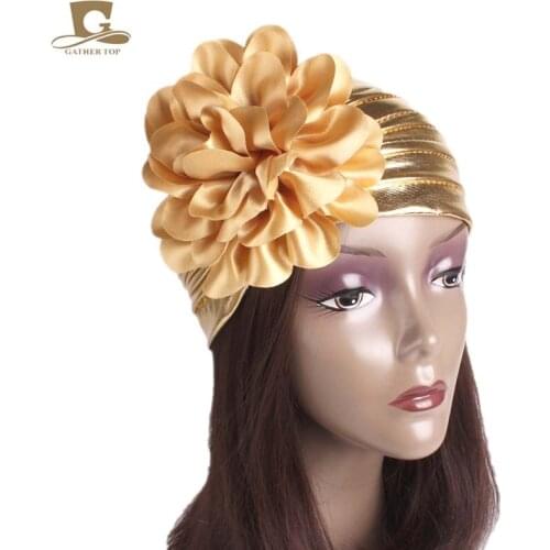 New fashion Womens luxury king Flower Turban Beanie Hat Bonnet Chemo Cap Muslim Scarf Hijab Islamic Turbante
