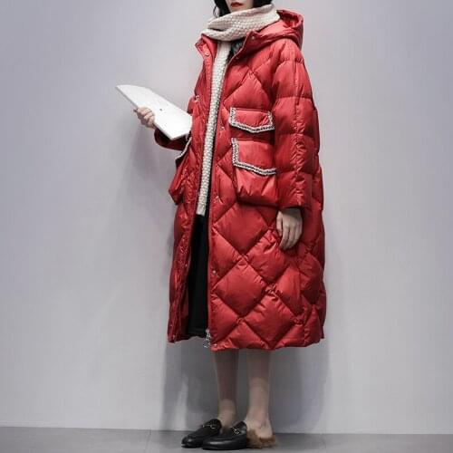 2021 New Female Winter Long Down Jacket Korea Hooded 90% White Duck Down Coat Women Thick Warm Parkas Windproof Snow Outwear