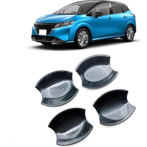 NEW-for 2021 Nissan Note E13 Carbon Fibre Car Door Handle Bowl Cover Trim Frame Door Handle Decorative Stickers