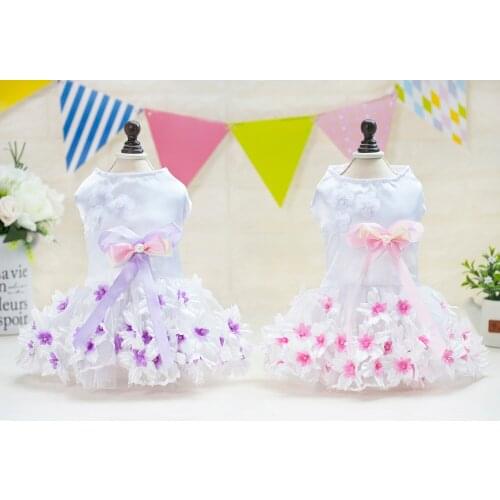 New Double Heart Flower Style Pet dogs Dress In Lovely Design New Puppy Dogs Clothing Dress For Dog