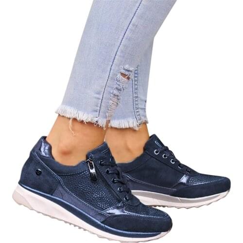 Zipper Sneakers Women Rhinestone Shoes Shiny Pu Sport Sneaker Lace Up Shoes Fashion Thick Sole Running Shoes for Women Sneakers