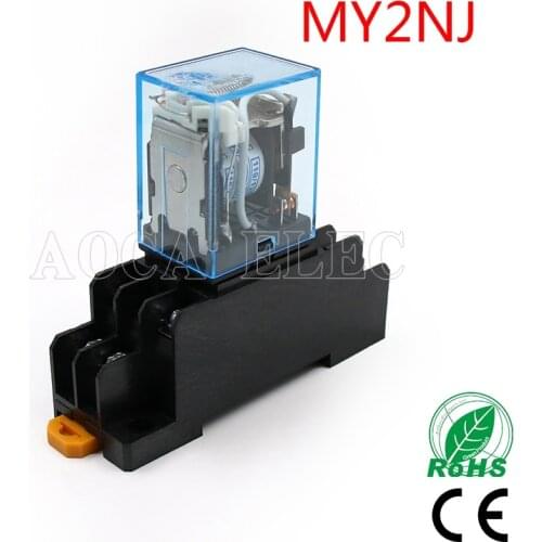 OMRON HH52P MY2NJ Relay Coil General DPDT Micro Mini Electromagnetic Relay Switch with Socket Base LED AC 110V 220V DC 12V 24V