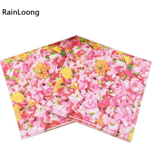 [RainLoong] Flower Printed Paper Napkin Pink Floral Event & Party Supplies Tissue Guardanapo Servilleta 33*33cm 1 pack