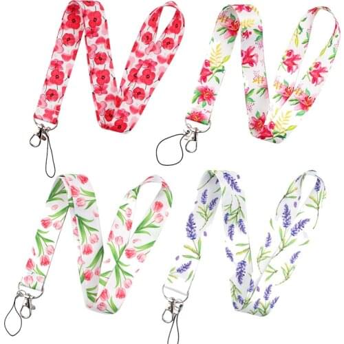 Ransitute R1137 High Quality Beautiful Flowers Lanyards ID Badge Holder Mobile Phone Straps Badge Key Holder Keychain