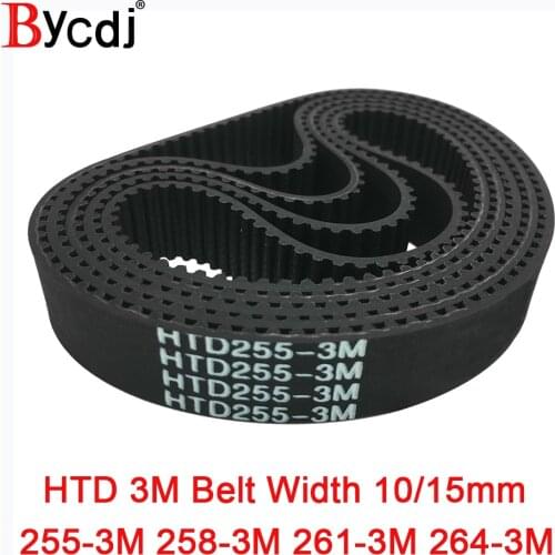 Arc HTD 3M Timing belt length=255 258 261 264 width 6-25mm Teeth85 86 87 88 HTD3M synchronous pulle255-3M 258-3M 261-3M 264-3M