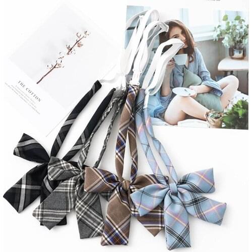 School Dresses For Girl Plaid Bow Tie Lady Jk Uniforms Collar Butterfly Cravat Anime Sailor Suit Striped Tie High School Student