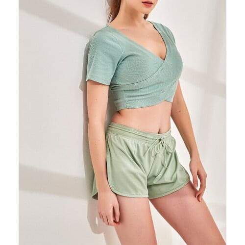 Trb19029 Anti-Exposure Sports Shorts Running Fitness Training Yoga in Waist Drawstring Elastic Panel