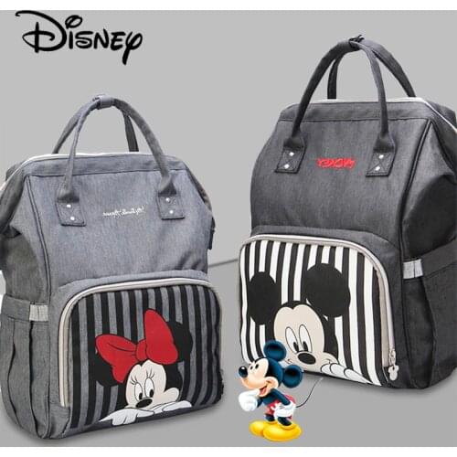Disney Mickey Minnie Diaper Bag USB Waterproof Maternity/Nappy Bags Free Hook For Stroller Bag Large Capacity Mochila Backpacks