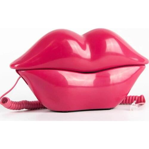 Pink Lips Shape Telephone, Desktop Landline Phone Antique European Style Telephone for Home/Hotel/Office Ideal Gift (Pink)