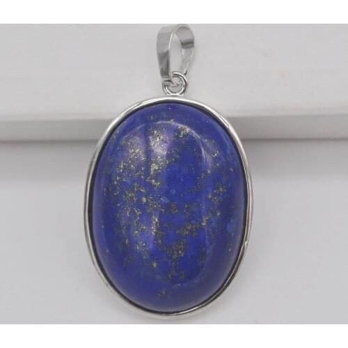 Lapis Stone Bead Oval Pendant Jewelry For Woman Gift S931