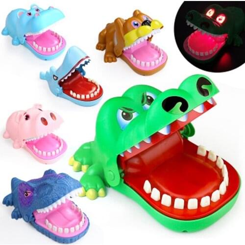 1Pcs Large crocodile bites finger funny toy with sound and light Evil dog shark pig hippo biting finger toy funny gifts for kids