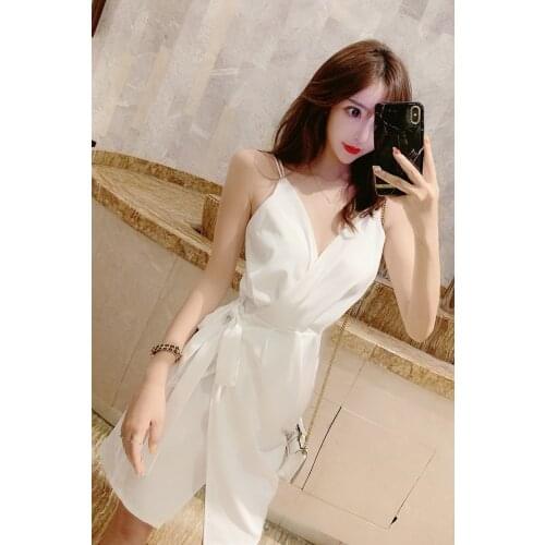 ZC1798 2020 spring summer new women dress fashion pure color Sexy backless dress cheap wholesale