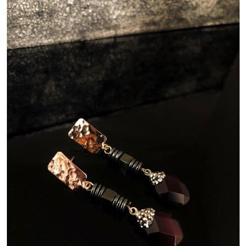 Dr Stone Natural Stone Women 'S Cat 'S Eye Stone Rose Gold Plated Earrings RYL 439800201