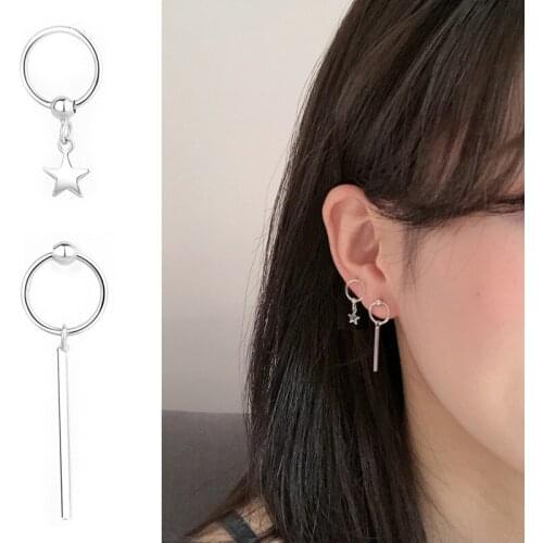 2020 New Fashion Long Pendant Alloy Trendy Women Dangle Earrings Circle Earrings Geometric Silver Color Jewelry For Female