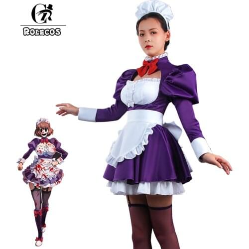 ROLECOS Maid Dress Halloween Dress for Women Maid-fuku Kamen Cosplay Costume High-Rise Invasion Outfits Purple Party Women Dress