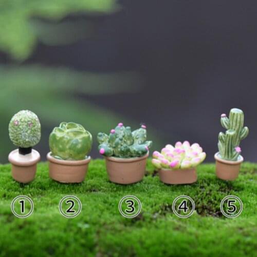 ZOCDOU 1 Piece Lovely Cactus Green Desert Succulent Cereus Plant Small Statue Figurine Little Crafts DIY Miniatures Ornament