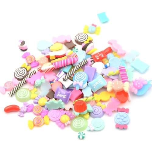 10Pcs/lot DIY Phone Case Decor Crafts Miniature Resin Lollipop Candy Dollhouse Food Kitchen Toys Dolls Miniature Pretend Toy