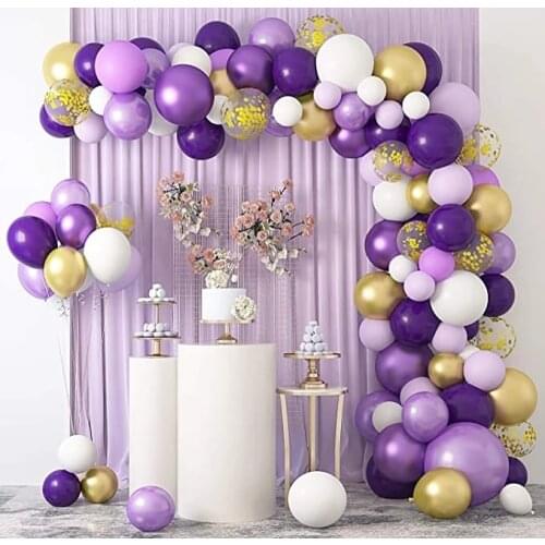 129Pcs/set Gold Purple Balloons Garland Arch Kit Confetti Balloon For Mariage Wedding Decoration Birthday Party Supplies