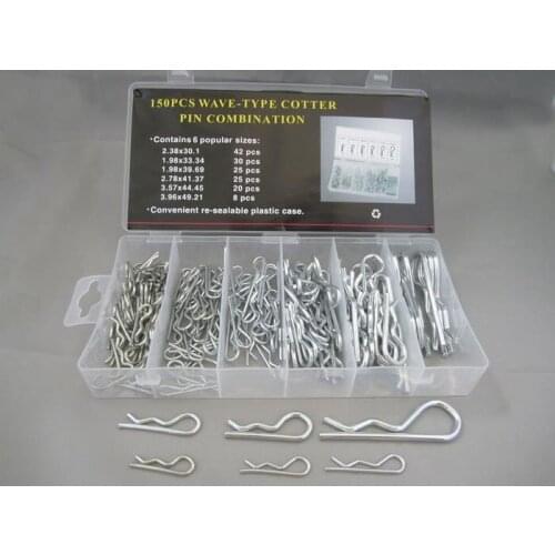 150 PCS/Box Wave-Type Cotter Pin Combination B Clips shaft Bolt Lock Pin Hitch Free shipping