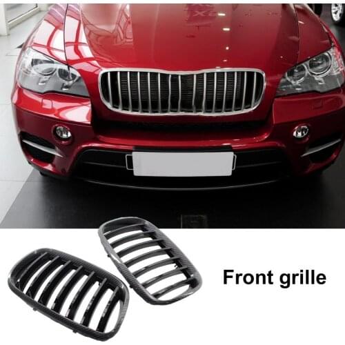 2Pcs Glossy Black Front Hood Grills Grilles Replacement 51137157687 51137157688 for BMW E70 X5 08-13