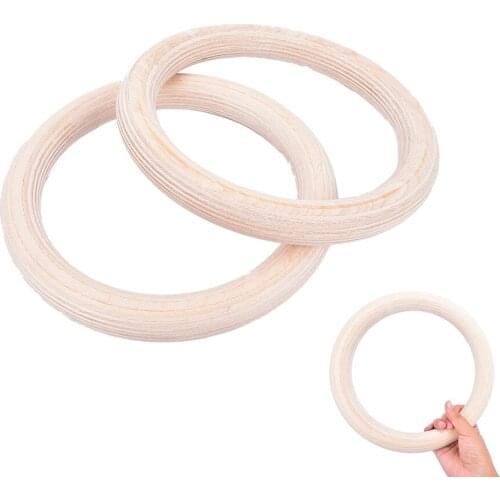Wooden Exercise Fitness Gymnastic Rings Gym Exercise Pull Ups Muscle Ups 28cm 2 PCS