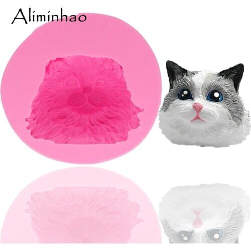 B1296 3D Cat head DIY Resin Clay Soap Mold fondant silicone mold cake decorating tools chocolate gumpaste baking bakeware