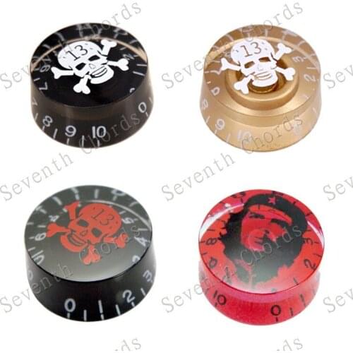 4 Pcs Skull Head Style Pattern Acrylic Guitar Volume Tone Speed Control Knobs Turn Buttons for LP Electric Guitar