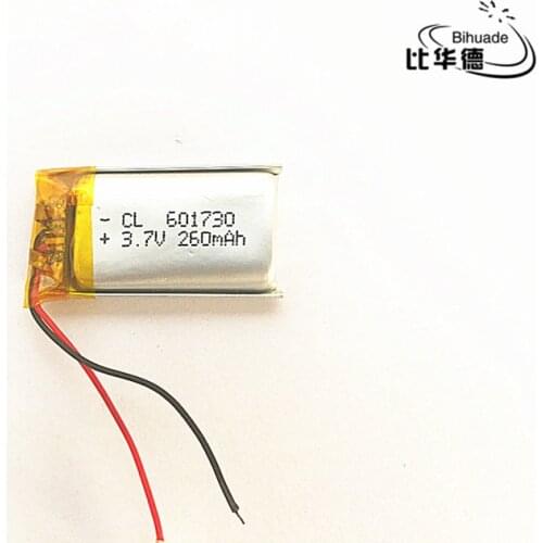 5pcs 3.7V,260mAH,601730 Polymer lithium ion / Li-ion battery for TOY,POWER BANK,GPS,mp3,mp4,cell phone,speaker