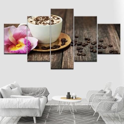 Coffee beans flowering coffee Graz 5 Piece Anime Modular Picture Wall Art modern Poster Modular art painting Home Decor