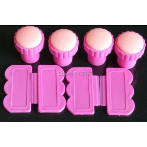 5Pcs DIY Pink Nail Art Stamping Nail Art Kit Nail Stamps + Scrapers Nail Supply