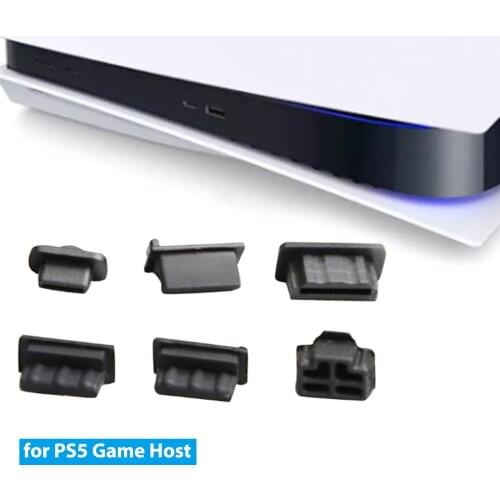 6PCS Game Accessories For Ps5 Host Dust Plug Dustproof USB HDM Anti-dust Plug HDMI-compatible Stopper Cover For PS5 Game Host