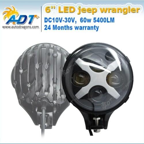 6" Led Fog Work Light 60w 5400lm Round LED Driving Light 12V 24V For Jeep Wrangler JK for Ford 4x4 4WD Offroad LED Light Bar