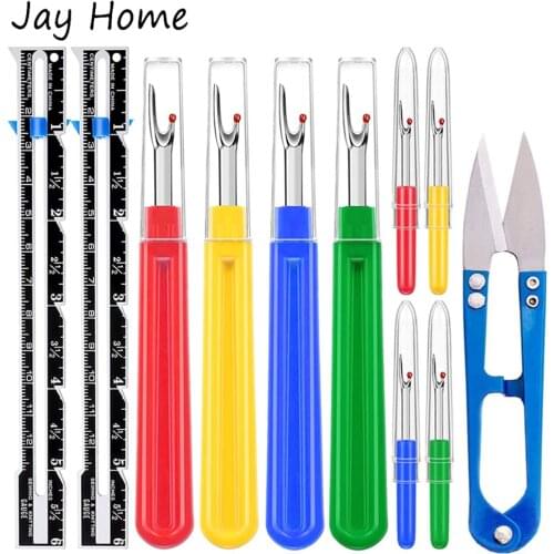 7Pcs Sewing Seam Ripper Patchwork Gauge Sliding Ruler Set Hand Stitching Tools Fabric Quilting Measuring Ruler Sewing Supplies