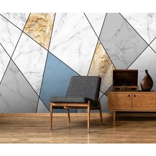 Abstract Geometric Gold Wall Mural for Living Room Wallpaper Large Photo Printed Wall Papers Home Decor Papel De Parede