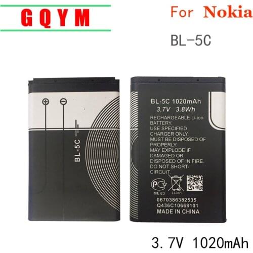 3.7V 1020mAh BL-5C BL5C BL 5C Rechargeable Batteries For Nokia 2112 2118 2255 2270 2280 2300 2600 2610 3125 3230