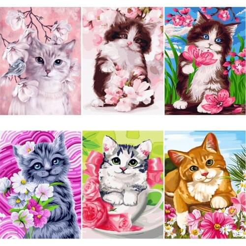 Cute Cat Diamond Art for Adults Full Drill Mosaic Animals Round Square Rhinestones Accessories Embroidery Cross Stitch for Decor