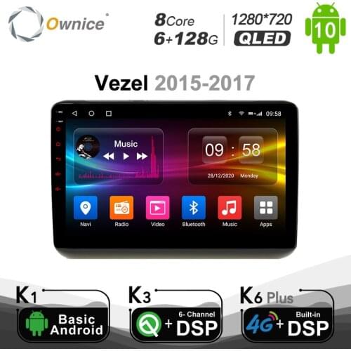 PX6 1280*720 Android 10.0 Car Multimedia Video Player For Honda Vezel 2015 2016 2017 8 Core Navigation GPS 4G LTE 6G+128G Radio