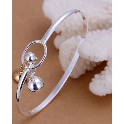 B101 silver fashion jewelry 925 jewelry silver plated bangle bracelet Silvery and Golden Bell Bangle /JWDMRWYP YSCBKXHD