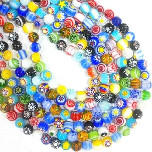 Thousand Flower Colored Glass Loose Beads 4-10mm Color Round Bead Shaped Colored Glass Bead DIY Making Bracelet Necklace Jewelry