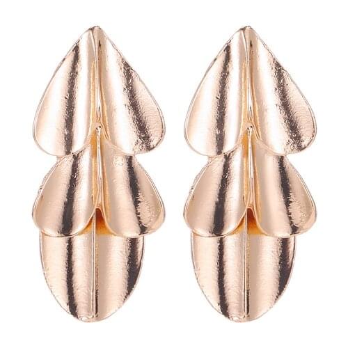 Geometric Long Boho Golden White Rose Gold Multi-layered Leaf Two Hearts Alloy Dangle Earrings Drop Earrings For Women