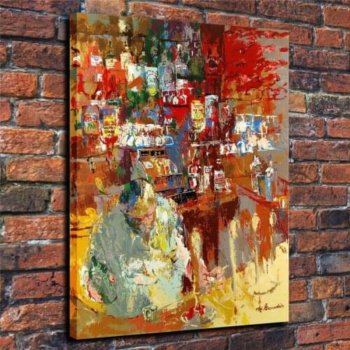LeRoy Neiman HD Print Modern Abstract Grenadier Bar Oil Painting on Canvas Poster Wall Art Picture for Living Room Home Decor