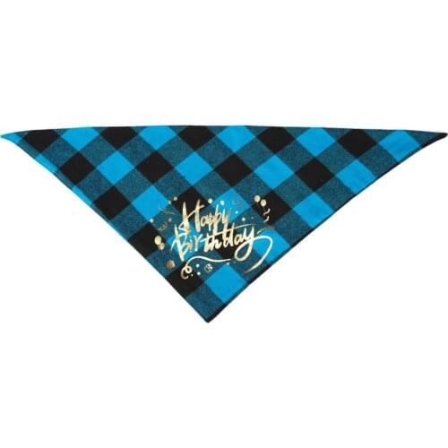 Katu Pet Bandana Plaid Bibs For Small Large Dogs Scarf Happy Birthday Printing Puppy Kerchief Bow Tie Pet Grooming Accessories