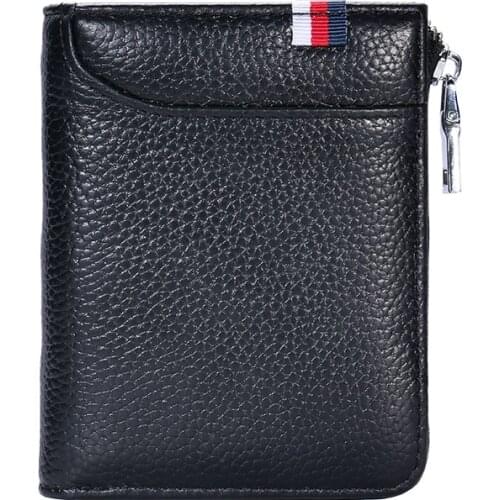 New Zipper Wallet Genuine Leather Wallet Men Women Business Credit Card Holder Purse RFID Blocking Wallets